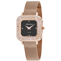 Mathey Tissot Women's Watch - Gemina Diamond Black Dial Rose Gold Bracelet | D984SPN