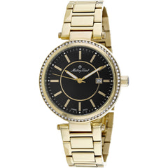 Mathey Tissot Women's Watch - Classic Quartz Black Dial Yellow Gold Bracelet | H610PN