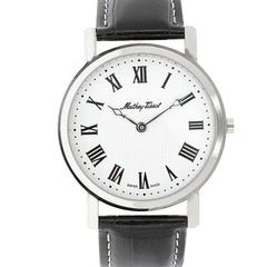 Mathey Tissot Men's Watch - City Quartz White Dial Black Leather Strap | H611252ABR