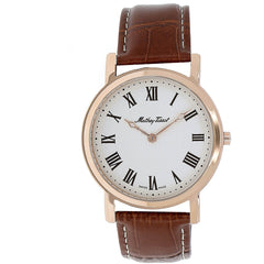 Mathey Tissot Men's Watch - City Quartz White Dial Brown Leather Strap | H611252BR