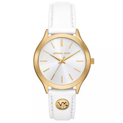 Michael Kors Women's Watch - Slim Runway Quartz White Dial Leather Strap | MK7544