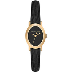 Michael Kors Women's Watch - Maude Quartz Yellow Gold Case Black Dial Strap | MK7585