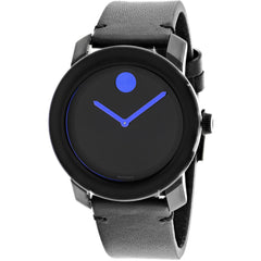 Movado Men's Watch - Bold Quartz Black Stainless Steel Case Leather Strap | 3600307
