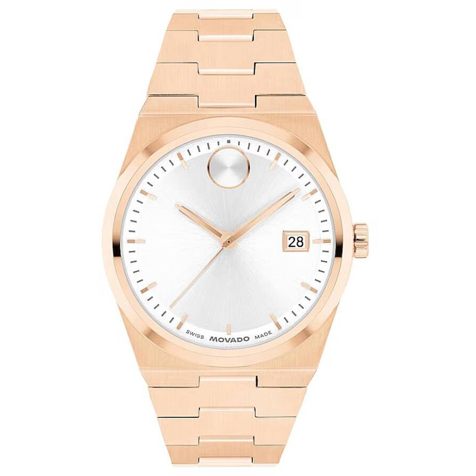 Movado Women's Watch - Bold Quest Quartz White Dial Rose Gold Steel ...