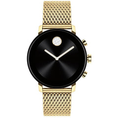 Movado Unisex Smartwatch - Connect Quartz Black Dial Yellow Gold Bracelet | 3660026