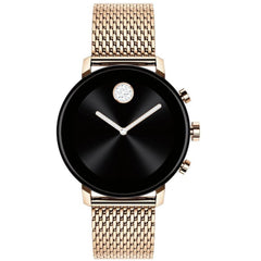 Movado Unisex Smartwatch Bold Quartz Black Dial Rose Gold Bracelet 3660027