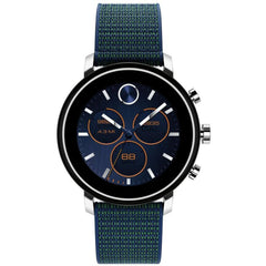 Movado Unisex Watch - Connect Quartz Round Black Dial Blue Fabric Strap | 3660030