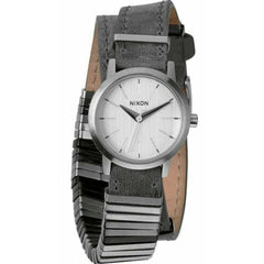 Nixon Women's Watch - Classic Quartz Silver Tone Dial Grey Leather Strap | A403-1763