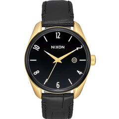 Nixon Women's Analog Watch - Bullet Quartz Black Dail Leather Strap Date | A473-2226