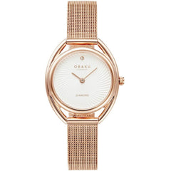 Obaku Women's Watch - Juvel Quartz White Dial Rose Gold Mesh Bracelet | V286LXVIMV