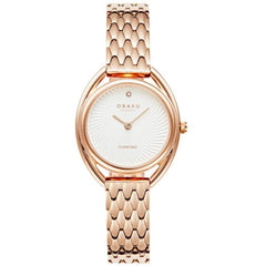 Obaku Women's Watch - Juvel Quartz White Dial Rose Gold Steel Bracelet | V286LXVISV