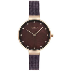 Obaku Women's Analog Watch - Anemone Quartz Brown Dial Mesh Bracelet | V287LXVNMN
