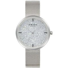 Obaku Women's Watch - Glimmer White Dial Silver Tone Steel Mesh Bracelet | V289LHCWMC