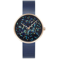 Obaku Women's Analog Watch - Glimmer Quartz Blue Dial Steel Mesh Bracelet | V289LHVLML