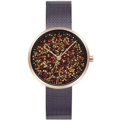 Obaku Women's Watch - Glimmer Quartz Rose Gold Case Blue Mesh Bracelet | V289LHVNMN