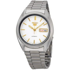 Seiko Men's Watch - Seiko 5 Automatic White Dial Stainless Steel Bracelet | SNXG47