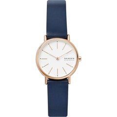 Skagen Women's Watch - Signature Lille White Dial Ocean Blue Leather Strap | SKW2838