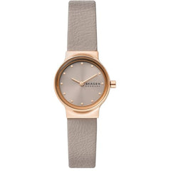 Skagen Women's Watch - Freja Lille Rose Gold Case Grey Dial Leather Strap | SKW3005