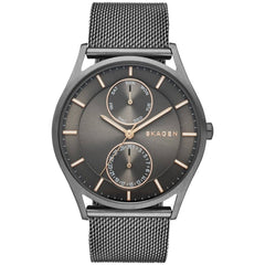 Skagen Men's Analog Watch - Holst Quartz Charcoal Dial Steel Mesh Bracelet | SKW6180
