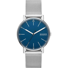 Skagen Men's Watch - Signature Quartz Blue Dial Silver Tone Mesh Bracelet | SKW6904