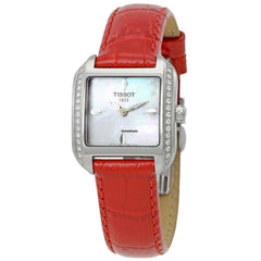 Tissot Women's Watch - T-Wave Quartz Diamond MOP Dial Red leather Strap | T02136571