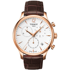 Tissot Men's Watch - Tradition Quartz Silver Tone Dial Leather Strap | T0636173603700