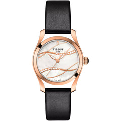 Tissot Women's Watch - T-Wave Quartz MOP Dial Black Leather Strap | T1122103611100