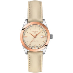 Tissot Women's Watch - T-My Automatic Beige Dial Leather Strap Watch | T9300074626100