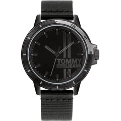 Tommy Hilfiger Men's Analog Watch - Tide Quartz Black Dial Nylon Strap, 46mm | 1791923