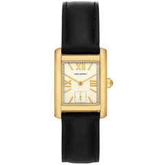 Tory Burch Watch - Women's Eleanor Quartz White Dial Black Leather Strap | TBW1076