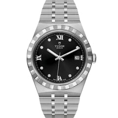Tudor Men's Watch - Royal Automatic Diamond Black Dial Silver Bracelet | M28500-0004