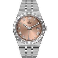 Tudor Men's Watch - Royal Automatic Diamond Salmon Dial Silver Bracelet | M28500-0007