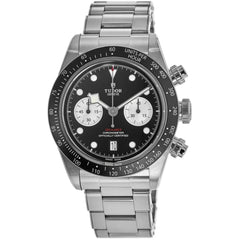 Tudor Men's Watch - Black Bay Quartz Chrono Black Dial Silver Bracelet | M79360N-0001