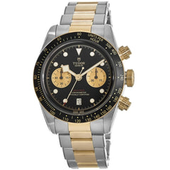 Tudor Men's Watch - Black Bay Chronograph Black Dial Two Tone Bracelet | M79363N-0001