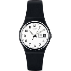Swatch Unisex Watch - Classic Once Again Quartz White Dial Black Strap | GB743-S26