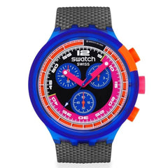 Swatch Men's Watch - Swatch Neon Party To The Max Black Bio-Sourced Strap | SB06N102