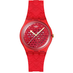 Swatch Unisex Watch - Valentine's Day Love In Scarlet Quartz Red Strap | SO28Z122