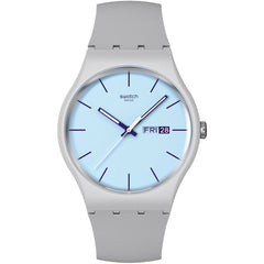 Swatch Unisex Watch - Blueberry Sky Light Blue Dial Grey Silicone Strap | SO29M702