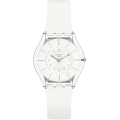 Swatch Unisex Watch - White Classiness Quartz Transparent Case Strap | SS08K102-S14