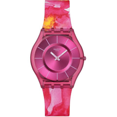 Swatch Unisex Watch - Paradise Petals Quartz Pink Dial Silicone Strap | SS08P113