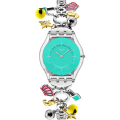 Swatch Women's Watch - Mother Like No Other Turquoise Dial Charms Bracelet | SS08Z106G
