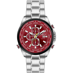 Invicta Men's Watch - Aviator Quartz Chronograph Dark Red Dial Steel Bracelet | 50500