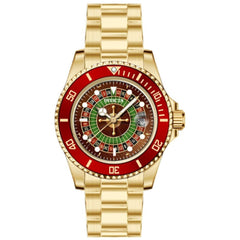 Invicta Men's Watch - Pro Diver Black, Green, Red Dial Yellow Gold Bracelet | 50520