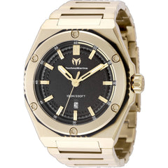 Technomarine Men's Watch - Coral Black Dial Yellow Gold Steel Bracelet | TM-416078