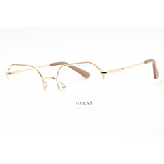Guess Women's Eyeglasses - Pink/Gold Metal Round Shape Half Rim Frame | GU2935 033