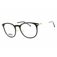 Hugo Boss Men's Eyeglasses - Black/Gold Acetate Round Full Rim Frame | 1483 02M2 00