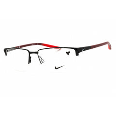 Nike Men's Eyeglasses - Satin Black/Matte Team Red Metal Half Rim Frame | 8054 006