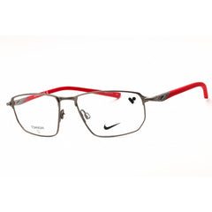 Nike Men's Eyeglasses - Satin Gunmetal/University Red Oval Full Rim Frame | 6067 076