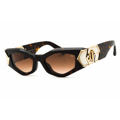 Philipp Plein Women's Sunglasses - Shiny Havana Oval Full Rim Frame | SPP136M 0722