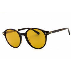 Tom Ford Men's Sunglasses - Dark Havana/Gold Plastic Round Full Rim Frame | FT1184 52H